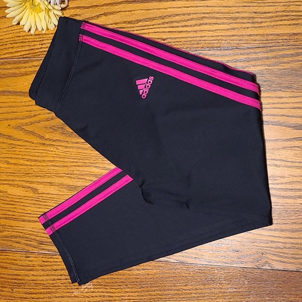 adidas Black Sweatpants with Pink Stripes
